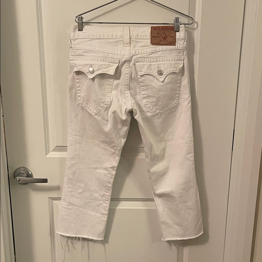 True Religion White Cropped Ankle Jeans low rise
